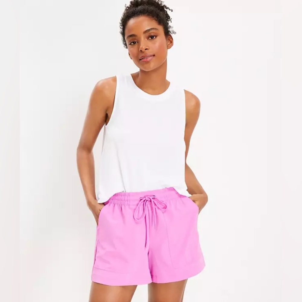 LOFT Lou & Grey Colorblock Wanderweave Drawstring Shorts 603528 Neon Violet M